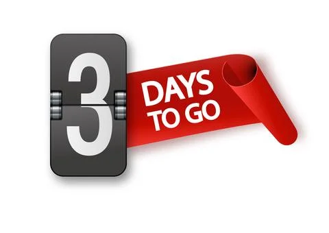 3 days to go icon set. Countdown of days remaining. Offer timer sticker limited Illustrazione stock