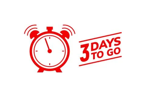 3 days to go last countdown icon. Three day go sale price offer promo deal timer Stock-Illustration