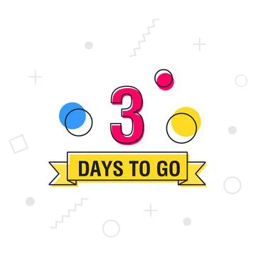 3 days to go last countdown icon on geometric memphis style. Vector Stock Illustration