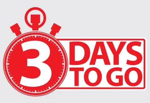 3 days to go red label, vector illustration Stock Illustration