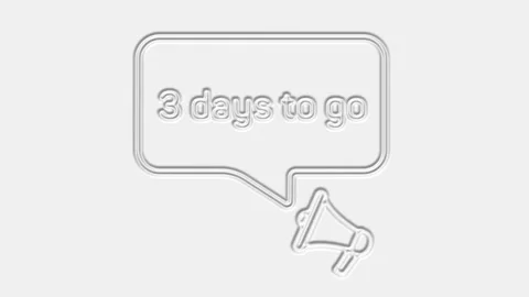3 days to go text. Megaphone with text 3 days to go speech bubble banner Stock Footage 165782767