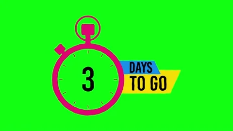 3 Days Left Countdown Animated Cartoon Effect Banner on Green Background Stock Footage 200887576