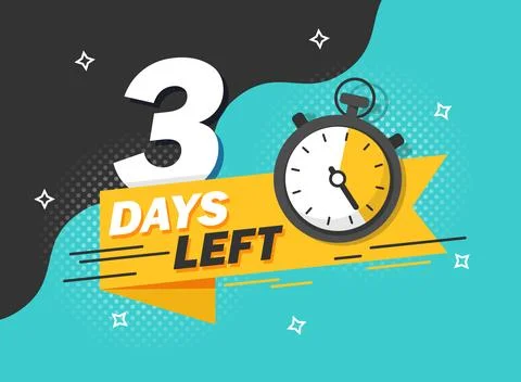 3 days left icon in flat style. Offer countdown date number vector illustra.. Stock Illustration