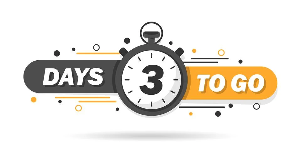 3 days left icon in flat style. Offer countdown date number vector illustra.. Stock Illustration