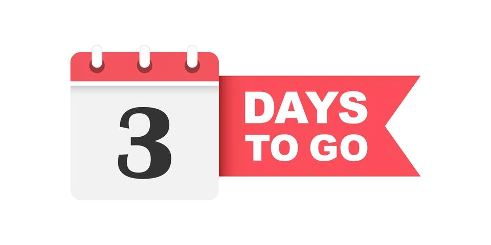 3 days left icon in flat style. Offer countdown date number vector illustra.. Illustrazione stock