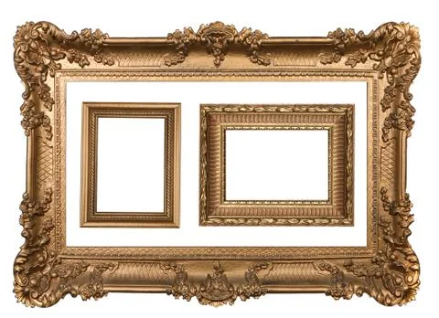 3 decorative gold empty wall picture frames Stock Illustration