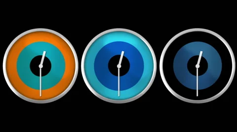 3 Design wall clocks. 12 hours. Choose any hour or minute. Loopable. Alpha Stock Footage 59575069