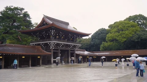 3 Different Clips of Meiji Jingu Shrine in Tokyo, Japan Stock Footage 104334201