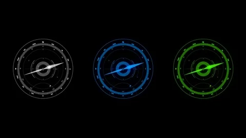 3 different compass Headup Displays (Loop) Stock Footage 83416727