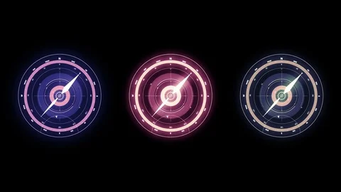 3 different compass Headup Displays (Loop) Stock Footage 83417138