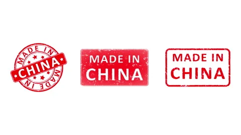 3 different Made In CHINA rubber stamp animated video over white background. Stock-Footage 246435507