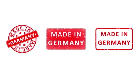 3 different Made In GERMANY rubber stamp animated video over white background. Видео 246881228