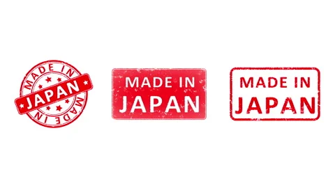 3 different Made In JAPAN rubber stamp animated video over white background. Видео 246882609