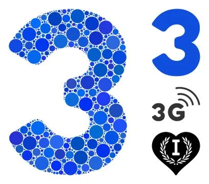 3 Digit Composition Icon of Round Dots Illustrazione stock