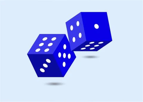 3 dimensional blue dices isolated on cyan background Stock Illustration