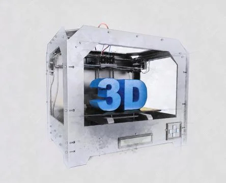 3 Dimensional Printer with sketched effect Stock Illustration