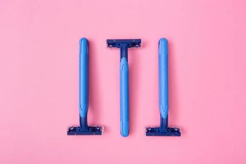 3 disposable razor blades Stock Photos