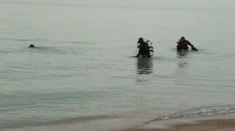 3 Divers Returns From The Lake Michigan 動画素材 8994949
