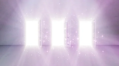 3 Door opening with bright light Shine effect Stock Footage 230774711