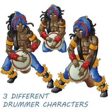 3 drummer characters. Stock Illustration