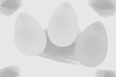 3 Easter Eggs on Abstract background texture with freehand hatching in grayscale Stock Illustration
