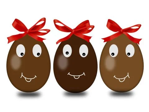3 easter eggs with red ribbons Stock Illustration