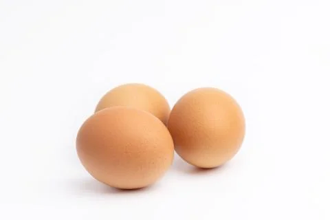3 eggs on a white background Stock-Fotos