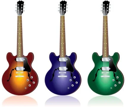 3 electric guitars 库存插图