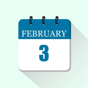 3 February Vector flat daily calendar icon. Date and month. Ilustração Stock