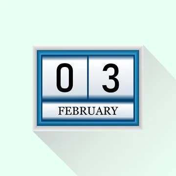 3 February Vector flat daily calendar icon. Date and month. Stock Illustration