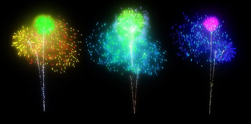 3 fireworks illustration elements to use it on your own compositions Stock Illustration