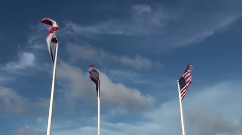 3 Flags in Wind Stock Footage 43162750