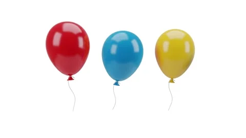 3 Floating Balloons isolated on white Stock Footage 339340898