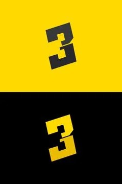 3 font number logo, lightning flash power design. For energy labels, rock mus Stock Illustration
