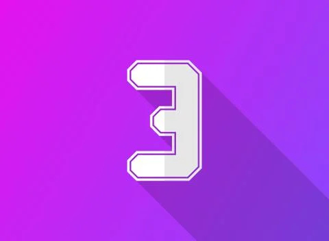 3 font number, modern dynamic design with long shadow on purple gradient back Stock Illustration