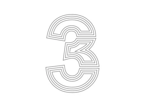 3 font number vector.  Condensed thin, Parallel stylize line letter. Thin mon Stock Illustration