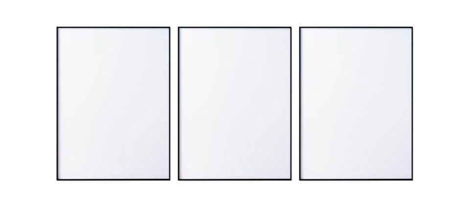 3 Frame mock up isolated on white background, 3d render Illustrazione stock