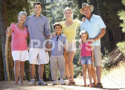 3 Generation family on country walk Stock Photos