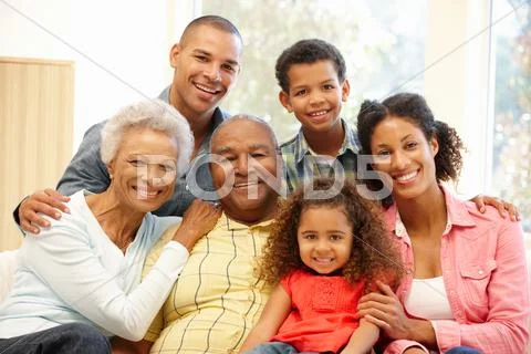 3 Generation family at home Stock Photos