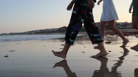 3 girls on the beach Stock Footage 199208034