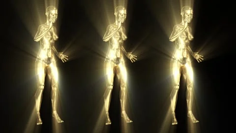 3 golden dancers solid loop Stock Footage 340821587