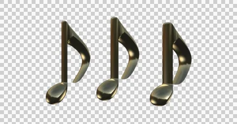 3 golden music notes rotating  Vidéo 54402530