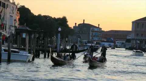 3 Gondolas with people pass by 2 Stock Footage 20496136