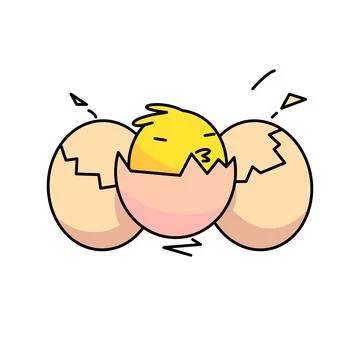 3 hatching easter eggs. flat vector illustration. Stock Illustration