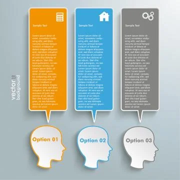 3 heads speech bubble banners Illustrazione stock