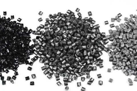 3 heaps of gray polymer Stock Photos