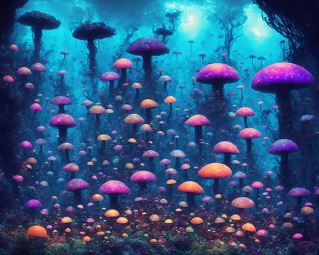 3-Imaginary creatures in a beautiful fast intricate landscape of forest with 스톡 일러스트