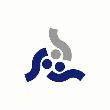 3 initial S font like happy active human pattern monogram community Illustrazione stock
