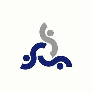 3 initial S font like happy active human pattern monogram community Illustrazione stock