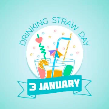 3 January  Drinking Straw Day Stock Illustration